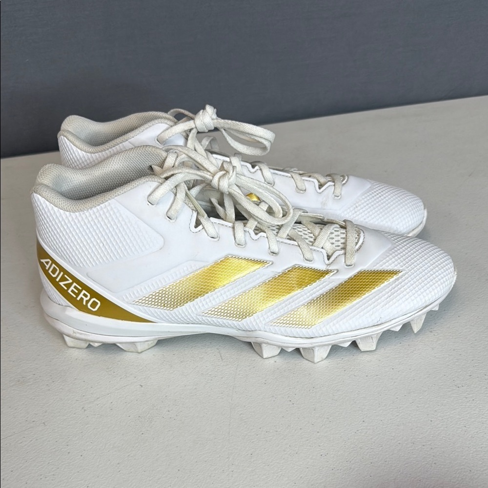 Men’s Adidas Adizero‎ Impact 2 Molded Football Cleats Gold /White Size 12 EUC